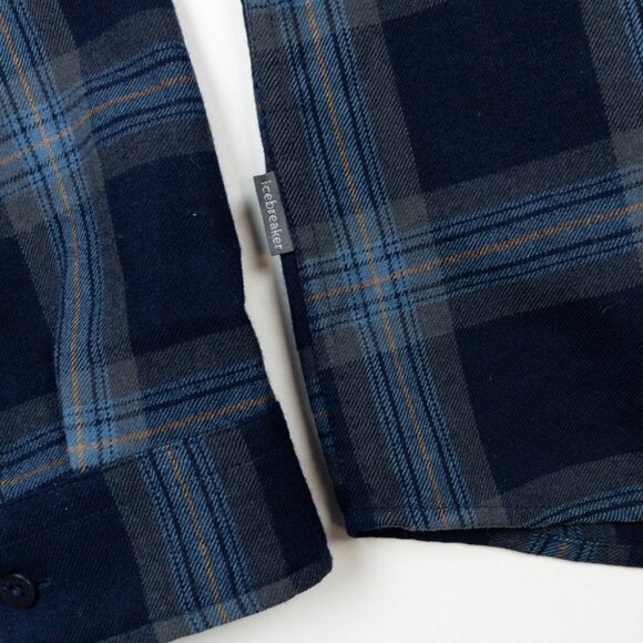 Icebreaker Merino Wool Flannel Shirt Men's Small Blue Navy Plaid Outdoor - Picture 6 of 14